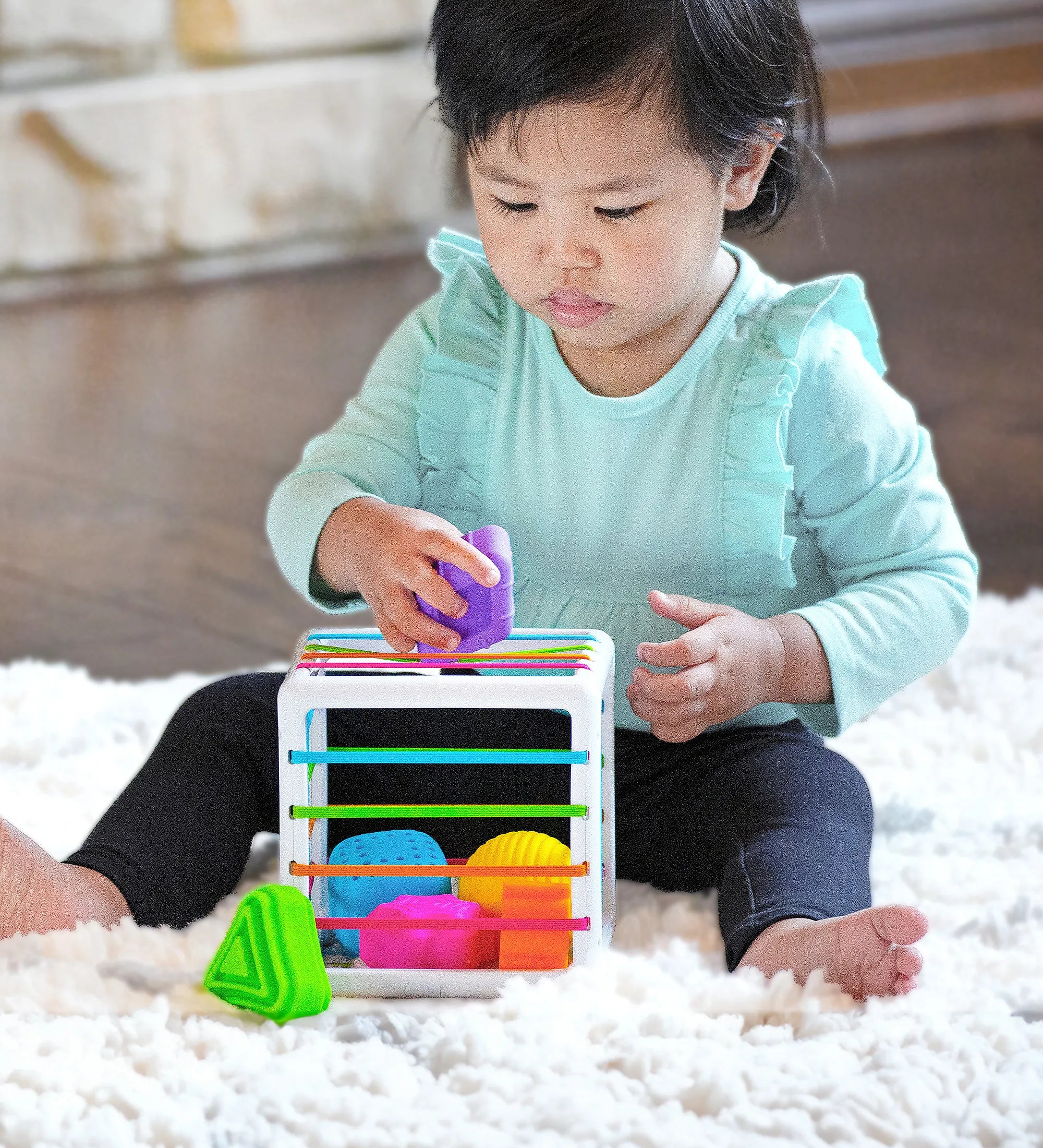 Little Brainies- Inny Bin Stretchy-Band Shape Sorter for Curious Little Hands